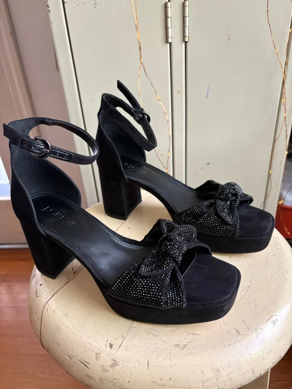 J.Crew Rhinestone Bow Platform  Heels - Picture 7 of 16